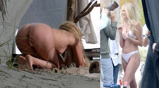 Elsa Hosk – Victoria’s Secret Topless Photoshoot Candids in Miami