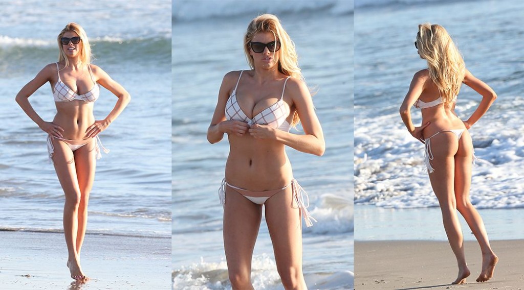 Charlotte McKinney – Bikini Candids in Los Angeles