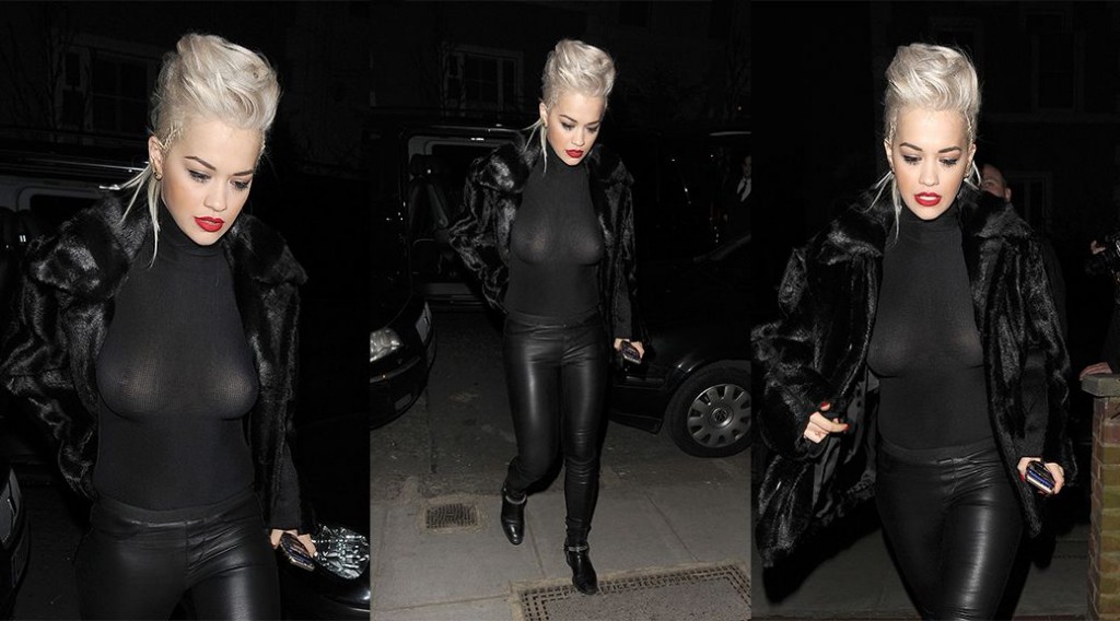 Rita Ora – Braless See-Through Candids in London