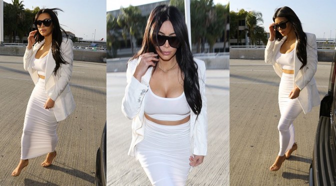 Kim Kardashian – Braless Candids in Los Angeles