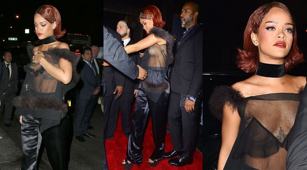 Rihanna – Braless See-Through Candids at Met Gala After Party in New York