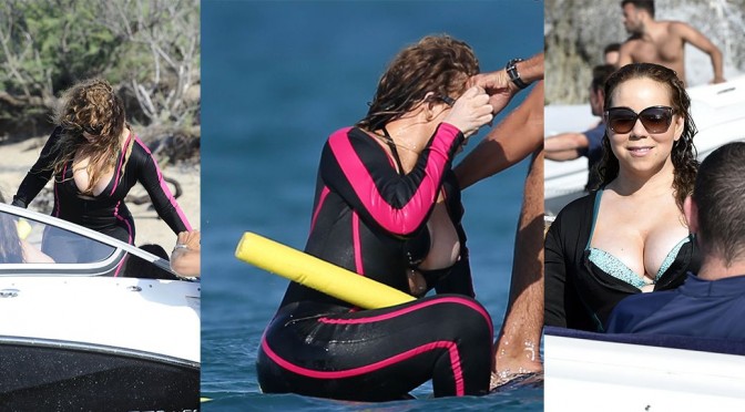 Mariah Carey – Nipslip Candids in Italy