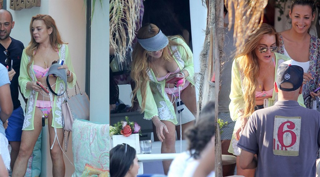 Lindsay Lohan – Bikini Candids in Mykonos