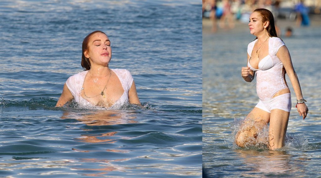 Lindsay Lohan – Swimsuit Candids in Mykonos