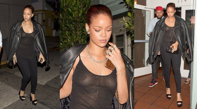 Rihanna – Braless See-through Candids in Santa Monica