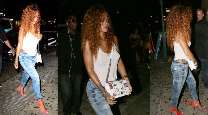 Rihanna – Braless Candids at 1OAK in New York