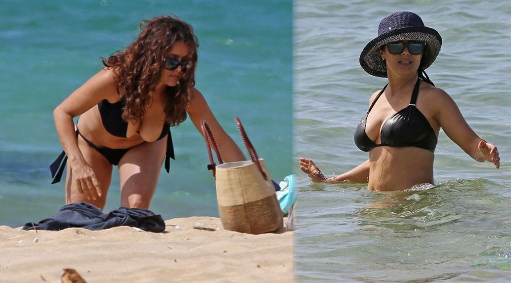 Salma Hayek – Bikini Candids in Hawaii