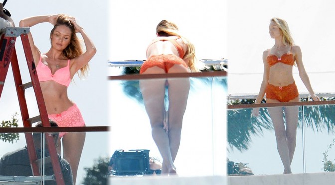 Candice Swanepoel – Victoria’s Secret Lingerie Photoshoot Candids in Miami