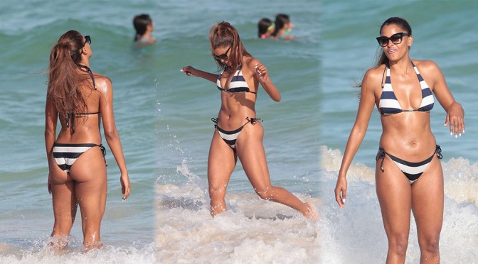Claudia Jordan – Bikini Candids in Miami