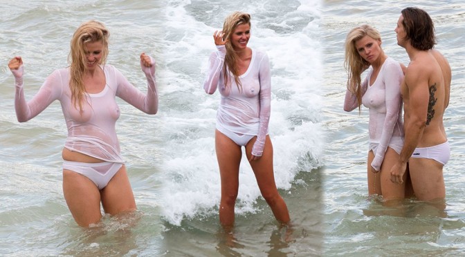 Lara Stone – Wet T-Shirt Photoshoot in Sydney