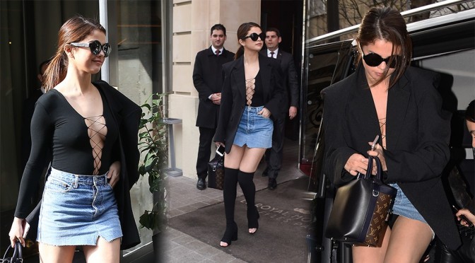 Selena Gomez – Upskirt Candids in Paris