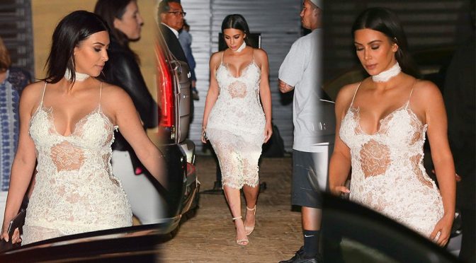 Kim Kardashian – Cleavage Candids in Malibu