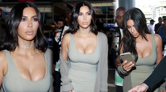 Kim Kardashian – Cleavage Candids in Paris