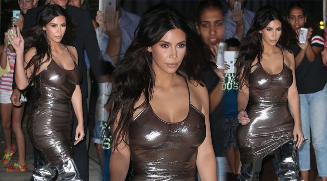 Kim Kardashian – Braless See-Through Candids in New York