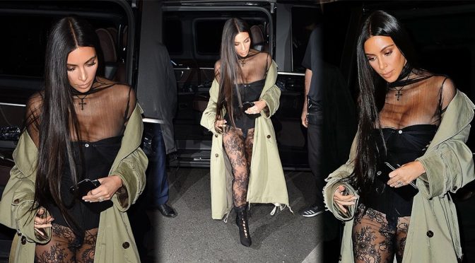 Kim Kardashian – Pantyless Candids in Paris