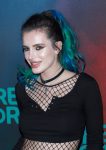 Bella Thorne sexy with green hair at 2017 Freeform Upfront in New York City