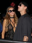 Paris Hilton braless showing nipples at Coachella Music Festival