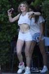 Bella Thorne sexy braless pokies & Underboob in a crop top at Magic Mountain in Valencia