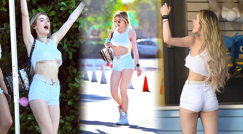 Bella Thorne – Braless Candids in Valencia