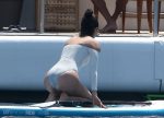 Kendall Jenner sexy ass in white swimsuit in Cannes