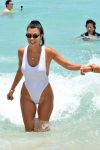 Kourtney Kardashian Wet White Swimsuit