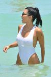 Kourtney Kardashian Wet White Swimsuit