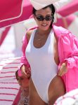 Kourtney Kardashian Wet White Swimsuit