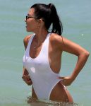 Kourtney Kardashian Wet White Swimsuit