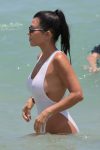 Kourtney Kardashian Wet White Swimsuit