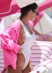 Kourtney Kardashian Wet White Swimsuit