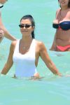 Kourtney Kardashian Wet White Swimsuit