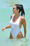 Kourtney Kardashian Wet White Swimsuit