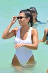 Kourtney Kardashian Wet White Swimsuit