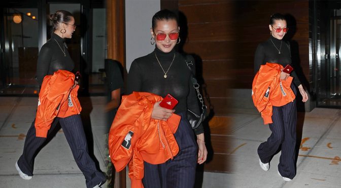 Bella Hadid – Braless See-Through Candids in New York