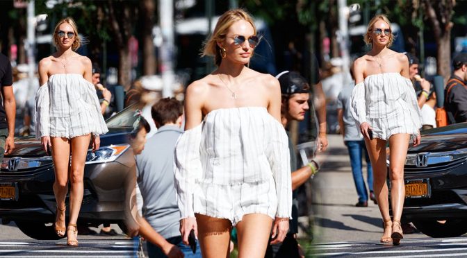 Candice Swanepoel – Leggy Candids in New York