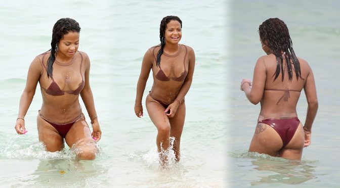 Christina Milian – Bikini Candids in Miami (Nipslip)