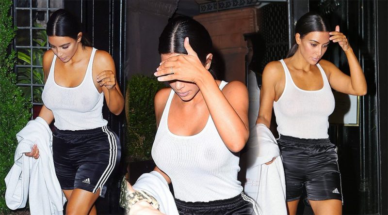Kim Kardashian – Braless See-Through Candids in New York