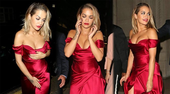Rita Ora – Cleavage Candids in London