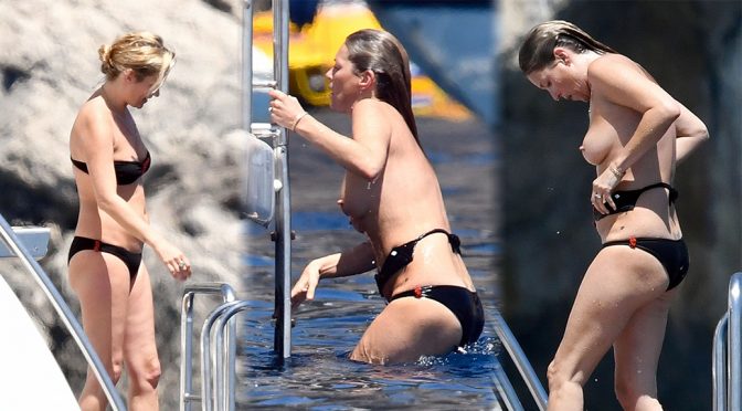 Kate Moss – Topless Bikini Candids in Italy