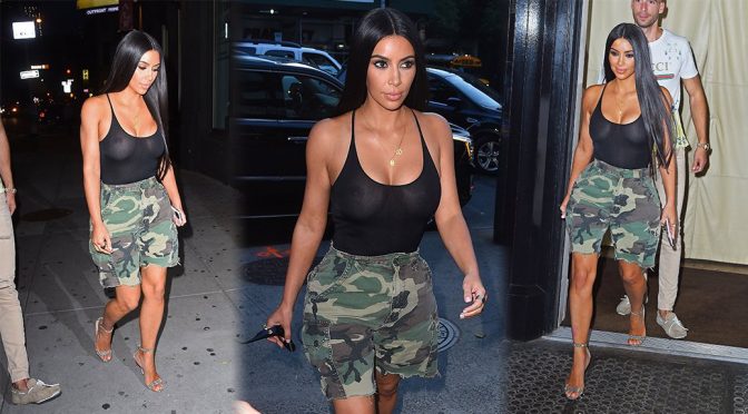 Kim Kardashian – Braless See-Through Candids in New York