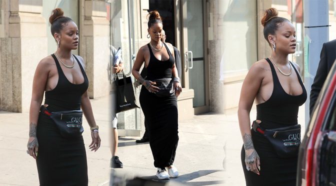 Rihanna – Braless Candids in New York
