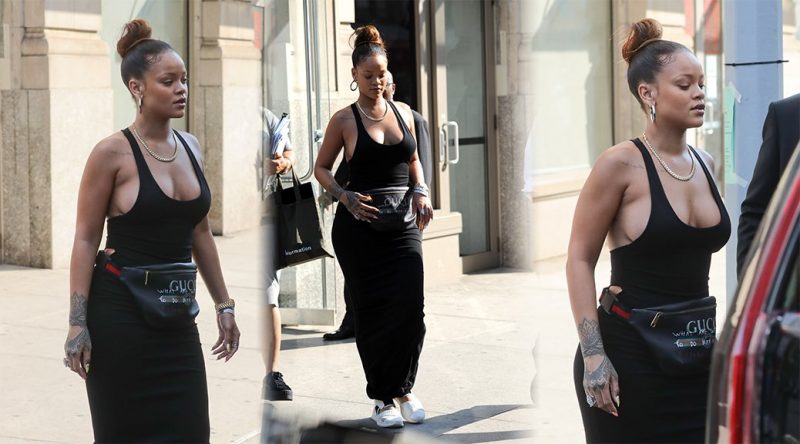 Rihanna – Braless Candids in New York