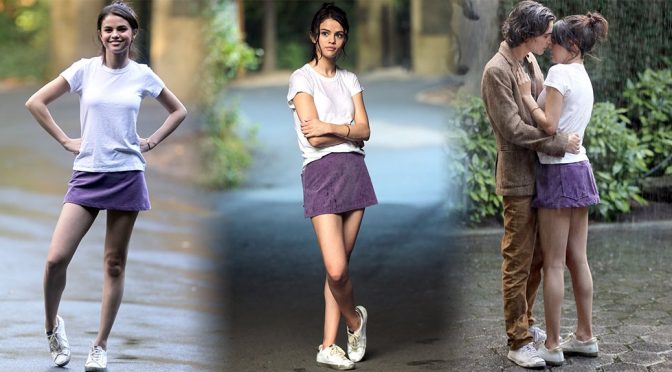 Selena Gomez – Leggy Candids on Movie Set in New York
