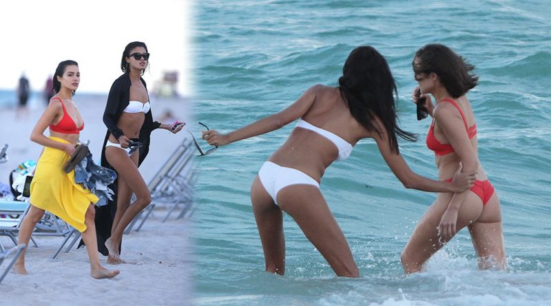 Olivia Culpo & Shanina Shaik – Bikini Photoshoot Candids in Miami
