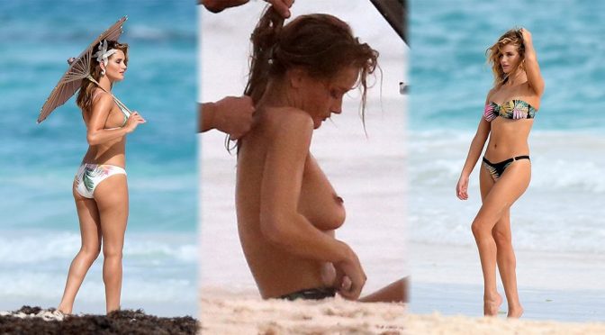 Rosie Huntington-Whiteley – Topless Photoshoot Candids in Bahamas (NSFW)