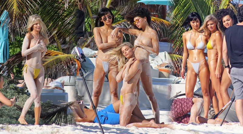 Danielle Knudson – H&M Topless Photoshoot Candids in Tulum