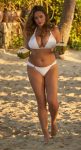 Kelly Brook shows her huge breasts wearing sexy white bikini in Thailand