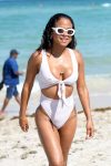 Christina Milian Sexy White Swimsuit