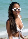 Christina Milian Sexy White Swimsuit