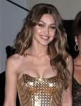Gigi Hadid Sexy Gold Dress